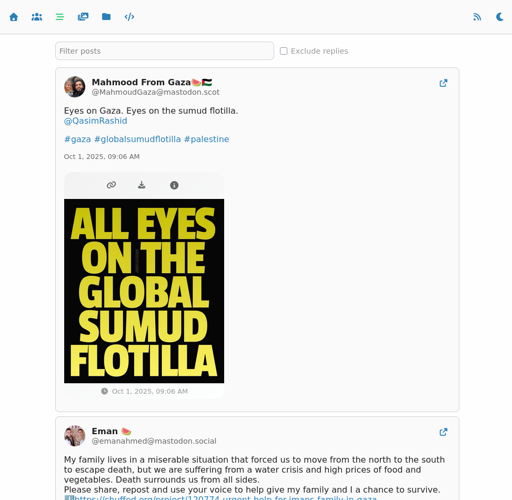 Screenshot of the merged posts timeline